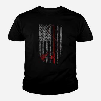 Vintage Fishing Tshirt With American Flag Bass Fishing Youth T-shirt | Crazezy AU