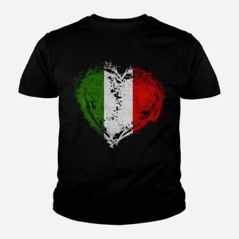 Vintage Italy Heart Shape Italian Flag Stylish Design Sweatshirt Youth T-shirt | Crazezy