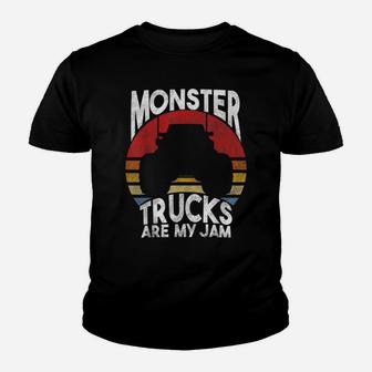 Vintage Monster Truck Are My Jam Retro Sunset Cool Gift Youth T-shirt | Crazezy