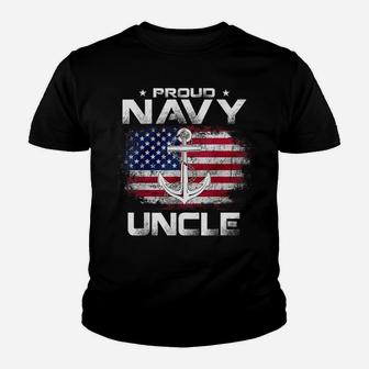 Vintage Proud Navy Uncle With American Flag Gift Veteran Youth T-shirt | Crazezy AU