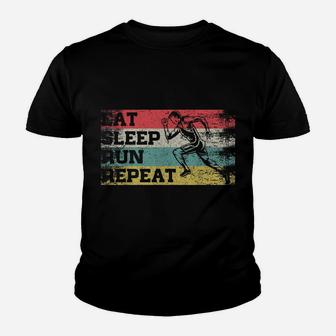 Vintage Retro Eat Sleep Run Repeat Funny Running Runner Gift Youth T-shirt | Crazezy UK