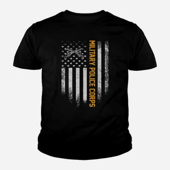 Vintage Usa Military Police Corps American Flag Patriotic Youth T-shirt | Crazezy