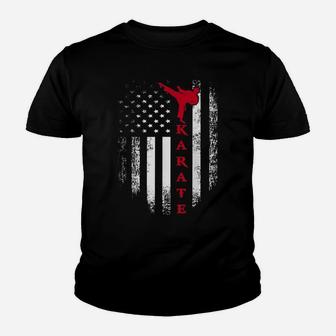 Vintage Usa Red White Karate American Flag Cool Gift Youth T-shirt | Crazezy DE