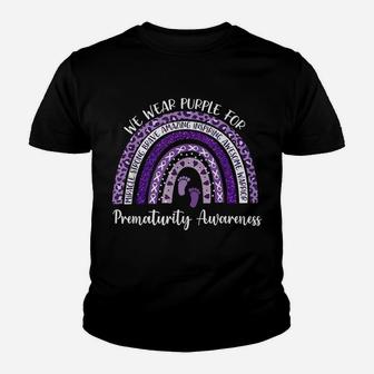 We Wear Purple Rainbow For Preemie Prematurity Awareness Youth T-shirt | Crazezy