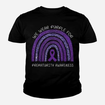 We Wear Purple Rainbow For Prematurity Awesome Awareness Youth T-shirt | Crazezy