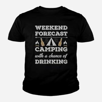 Weekend Forecast Camping With Drinking Funny Camping Gift Youth T-shirt | Crazezy