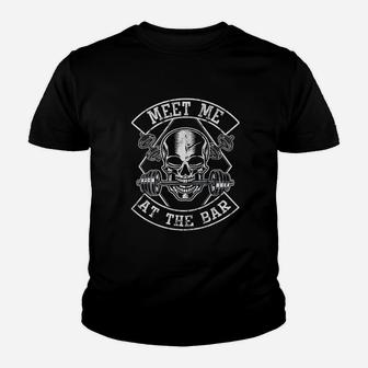 Weightlifting Bodybuilding Meet Me At The Bar Powerlifting Youth T-shirt | Crazezy
