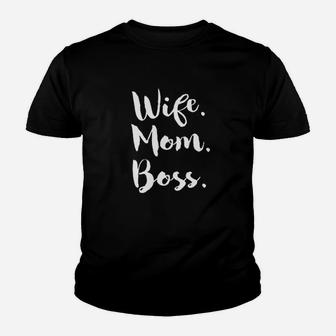 Wife Mom Boss Funny Saying Fitness Gym Youth T-shirt | Crazezy