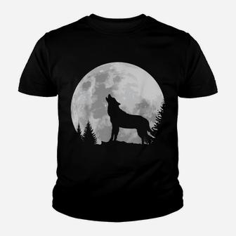Wolf Shirt Full Moon Forest Howling Nature Hunting Gift Youth T-shirt | Crazezy CA