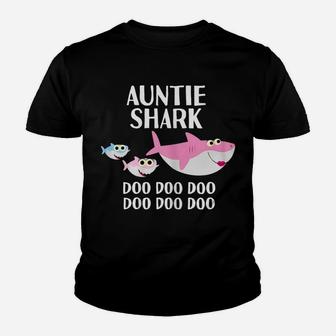 Womens Auntie Shark Doo Doo Aunty Aunt Niece Christmas Gifts Youth T-shirt | Crazezy