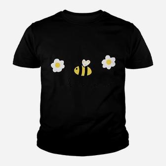 Womens 'Bee' Kind Cute Bumble Bee & Daisy Flowers Graphic Youth T-shirt | Crazezy