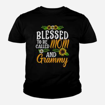 Womens Blessed To Be Called Mom And Grammy Thanksgiving Christmas Youth T-shirt | Crazezy