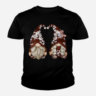 Womens Farm Animal Gnomes For Cow Lover With Dark Brown Cow Print Youth T-shirt | Crazezy UK