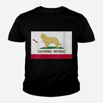 Womens Golden Retriever Funny California State Flag Youth T-shirt | Crazezy