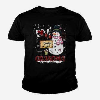Womens I Love Being A Grandma Snowman Christmas Funny Xmas Youth T-shirt | Crazezy AU