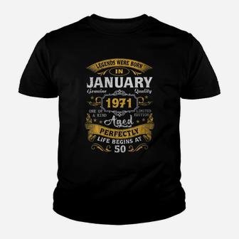Womens Legends Born In January 1971 50Th Birthday Gift 50 Yrs Old Youth T-shirt | Crazezy