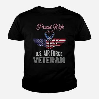 Womens Proud Wife Of Us Air Force Veteran Patriotic Military Spouse Youth T-shirt | Crazezy DE