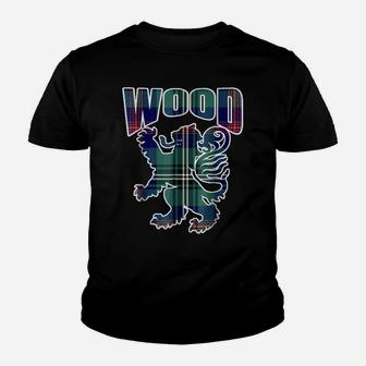 Wood Clan Kilt Tartan Lion Namesake Scottish Gift Youth T-shirt | Crazezy