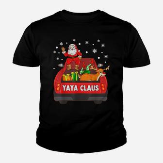 Yaya Claus Shirt Red Truck Santa Reindeer Elf Christmas Youth T-shirt | Crazezy AU