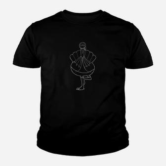 Yoga Turkey Funny Thanksgiving Day White Outline Youth T-shirt | Crazezy