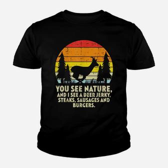 You See Nature Deer Sunset Retro Bow Hunting Hunter Dad Youth T-shirt | Crazezy CA