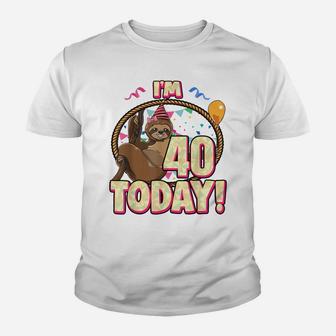 40Th Birthday Sloth Gift Party Lazy Cute 40 Forty Youth T-shirt | Crazezy
