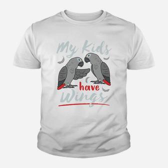 African Grey Parrot Mom Dad Cute Pet Bird My Kids Have Wings Sweatshirt Youth T-shirt | Crazezy UK
