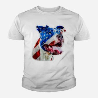 American Pit Bull Terrier USA Flag Patriotic Dog Gift Youth T-shirt | Crazezy CA