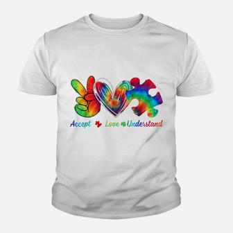 Autism Awareness Accept Understand Love Autism Mom Tie Dye T-Shirt Youth T-shirt | Crazezy CA