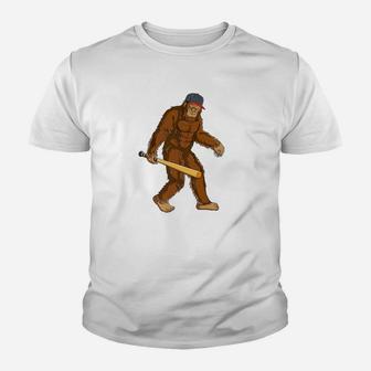 Bigfoot Baseball Men Boys Funny Batter Gift Youth T-shirt | Crazezy CA
