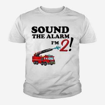Birthday 2 Year Old Fire Fighter Truck Shirt | 2Nd Bday Youth T-shirt | Crazezy DE