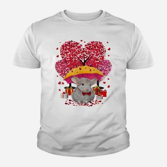 Chinchilla Valentines Day Three Tree And Raining Hearts Gift Youth T-shirt | Crazezy