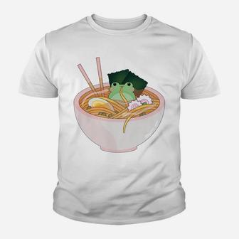 Cute Frog Ramen Youth T-shirt | Crazezy