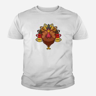 Cute Pilgrim Football Turkey Funny Thanksgiving Youth T-shirt | Crazezy DE