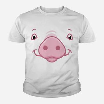 Cute Pink Pig Big Happy Face Youth T-shirt | Crazezy