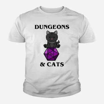 Dungeons And Cats, Nerdy Rpg Cat Dragon D20 Dice, Men, Women Youth T-shirt | Crazezy