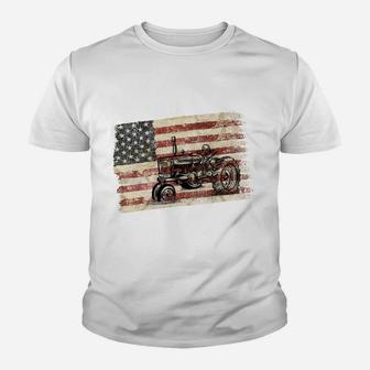 Farming Patriotic American Usa Flag Antique Tractor Sweatshirt Youth T-shirt | Crazezy DE