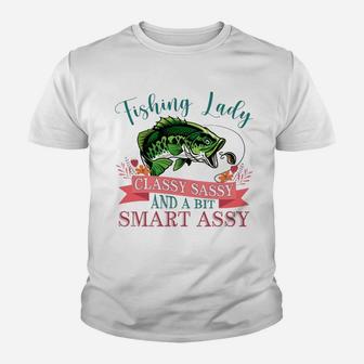 Fishing Lady Classy Sassy And A Bit Smart Assy Youth T-shirt | Crazezy