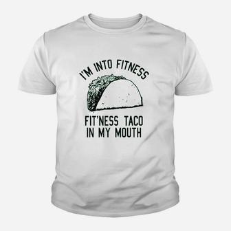 Fitness Taco Funny Gym Cool Humor Graphic Muscle Youth T-shirt | Crazezy