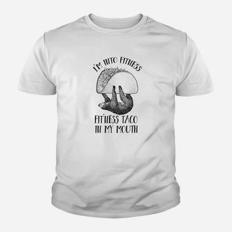Fitness Taco In My Mouth Funny Taco Sloth Gym Youth T-shirt | Crazezy