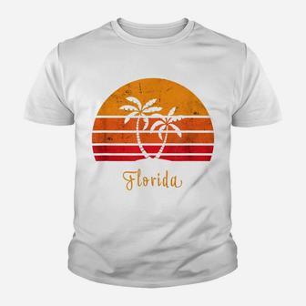 Florida Retro Vintage Sunset Palm Tree Tropical Beach Sunset Youth T-shirt | Crazezy AU