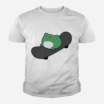 Frog On Skateboard Kawaii Aesthetic Cottagecore Youth T-shirt | Crazezy DE