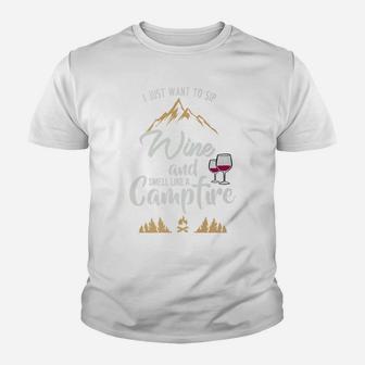 Funny Camping For Wine Lovers Womens Campfire Gift Youth T-shirt | Crazezy