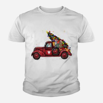 Funny Cat Love Red Pickup Truck Christmas Youth T-shirt | Crazezy