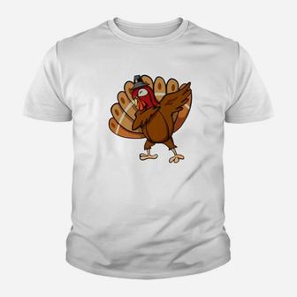 Funny Dabbing Dance Turkey Thanksgiving Gift Youth T-shirt | Crazezy