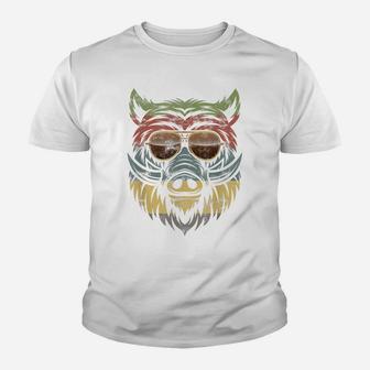 Funny Pig Hog Retro Hunter Men Hunting Boar Forest Dad Gift Youth T-shirt | Crazezy