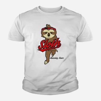 Funny Sloth Running Cross Country Fitness Youth T-shirt | Crazezy