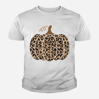 Funny Thanksgiving Gift For Wife Woman Pumpkin Leopard Print Youth T-shirt | Crazezy