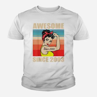 Gift For 18 Year Old Women Vintage 18Th Birthday 2003 Woman Youth T-shirt | Crazezy