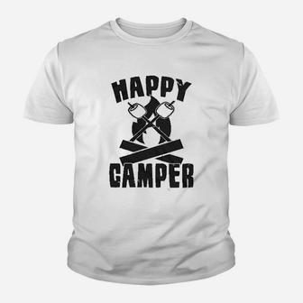 Happy Camper Funny Camping Cool Hiking Graphic Vintage Youth T-shirt | Crazezy UK